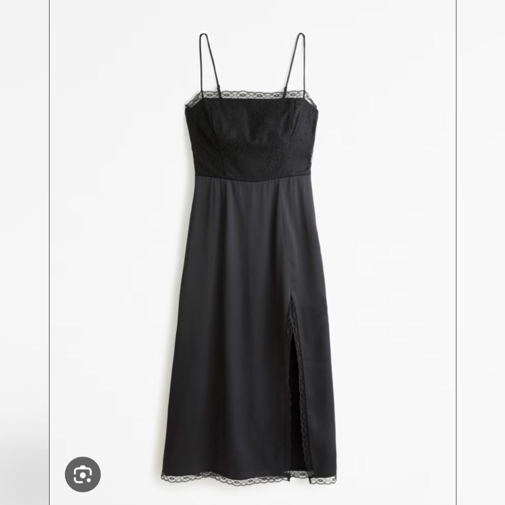 Abercrombie & Fitch Black Lace High Slit Midi Dress M Tall New with tags
